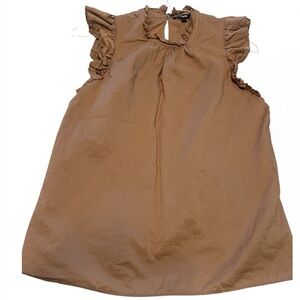 Ruffled Express Cotton medium  Sleeveless Brown Top